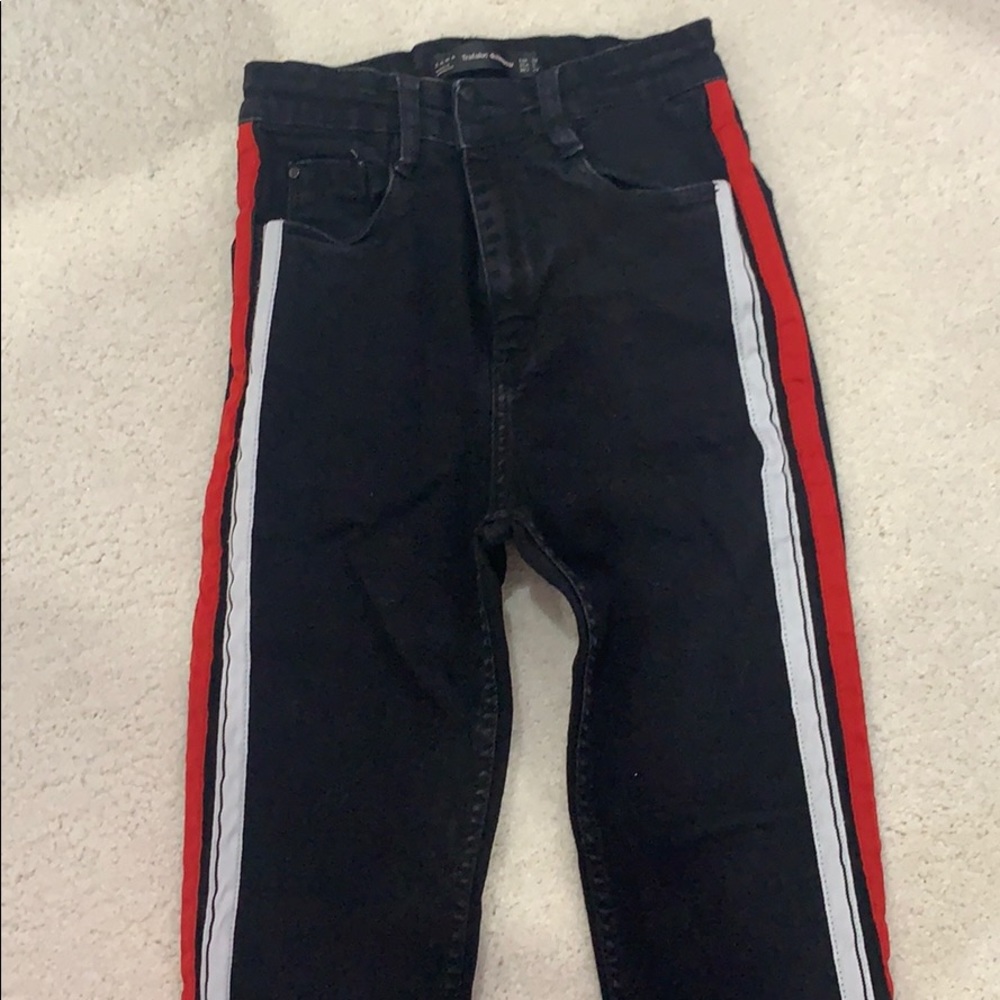 Zara side stripe jeans